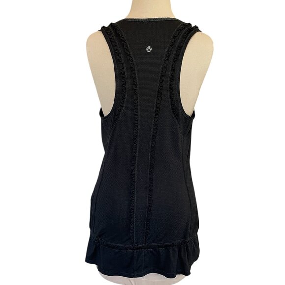 Lululemon Women's Mind Over Matter Black RuffleTank Drawstring Waist, Size 10 - Picture 4 of 7